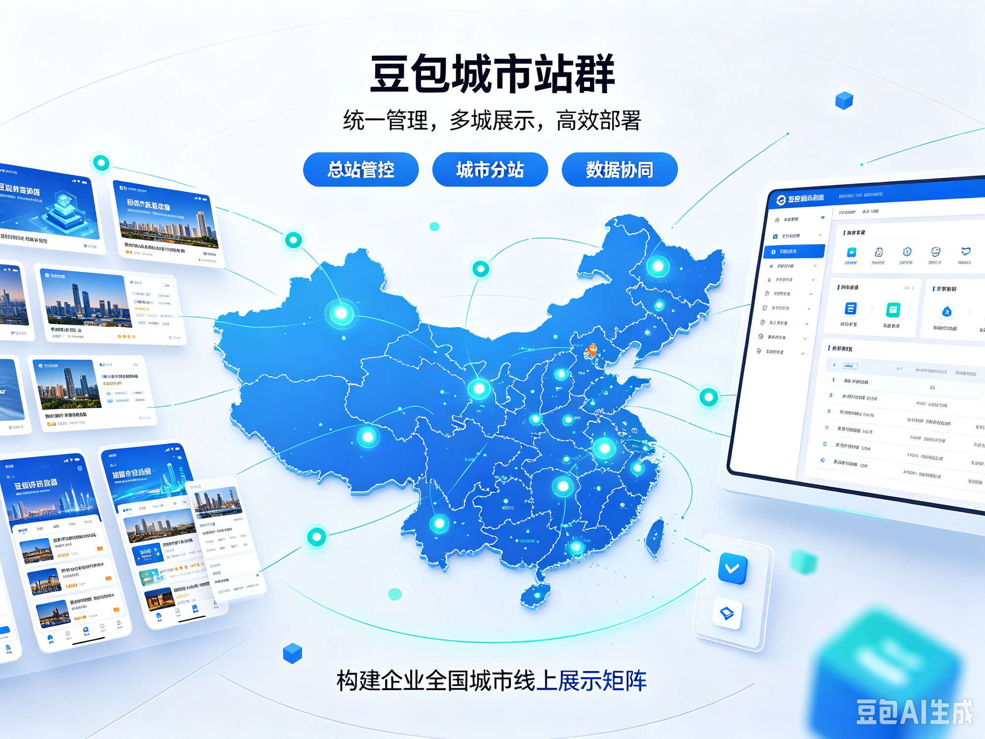 多城市站群系统后台管理界面——一键批量生成城市分站
